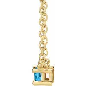 14K Yellow Natural Swiss Blue Topaz Solitaire 18" Necklace - BN & CO JEWELRY