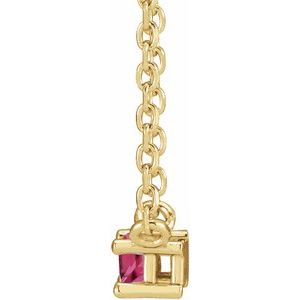 14K Yellow Natural Pink Tourmaline Solitaire 18" Necklace - BN & CO JEWELRY