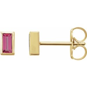 14K Yellow Pink Tourmaline Bezel-Set Earrings - BN & CO JEWELRY