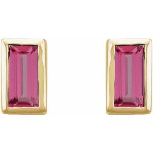 14K Yellow Pink Tourmaline Bezel-Set Earrings - BN & CO JEWELRY