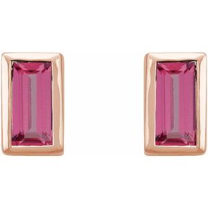 14K Rose Pink Tourmaline Bezel-Set Earrings - BN & CO JEWELRY