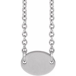 14K White 1-Disc Engravable Family Disc 18" Necklace - BN & CO JEWELRY