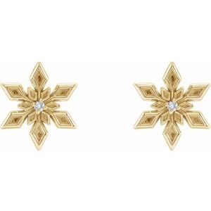 14K Yellow .0075 CTW Natural Diamond Snowflake Earrings - BN & CO JEWELRY