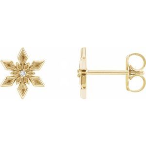 14K Yellow .0075 CTW Natural Diamond Snowflake Earrings - BN & CO JEWELRY