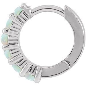 Sterling Silver 12.2 mm Natural White Opal Huggie Hoop Earring - BN & CO JEWELRY
