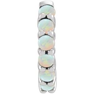 Sterling Silver 12.2 mm Natural White Opal Huggie Hoop Earring - BN & CO JEWELRY