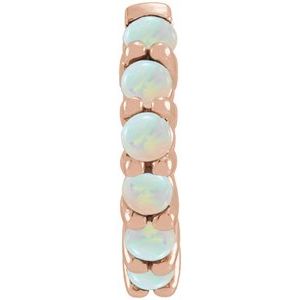 14K Rose 12.2 mm Natural White Opal Huggie Hoop Earring - BN & CO JEWELRY