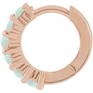 14K Rose 12.2 mm Natural White Opal Huggie Hoop Earring - BN & CO JEWELRY