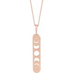 14K Rose .0075 CTW Natural Diamond Moon Phase Bar 16-18" Necklace - BN & CO JEWELRY