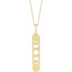 14K Yellow .0075 CTW Natural Diamond Moon Phase Bar 16-18" Necklace - BN & CO JEWELRY
