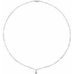 14K White 1/6 CT Natural Diamond Micro Bezel-Set 18" Necklace - BN & CO JEWELRY