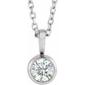 Sterling Silver 1/10 CT Natural Diamond Bezel-Set Solitaire 16-18" Necklace - BN & CO JEWELRY
