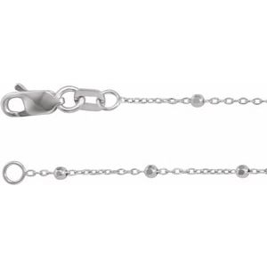 14K White 1.7 mm Cable 24" Chain with Faceted Beads - BN & CO JEWELRY