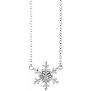 14K White Petite Snowflake 16-18" Necklace - BN & CO JEWELRY