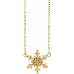 14K Yellow Petite Snowflake 16-18" Necklace - BN & CO JEWELRY