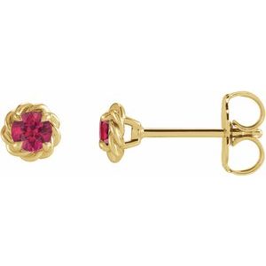 14K Yellow 5 mm Lab-Grown Ruby Claw-Prong Rope Earrings - BN & CO JEWELRY