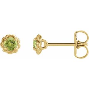 14K Yellow 3 mm Natural Peridot Claw-Prong Rope Earrings - BN & CO JEWELRY