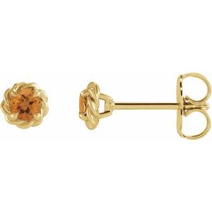 14K Yellow 3 mm Natural Citrine Claw-Prong Rope Earrings - BN & CO JEWELRY