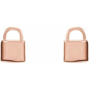 14K Rose Petite Lock Earrings - BN & CO JEWELRY