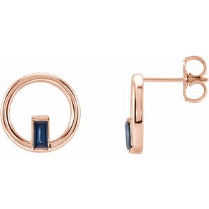 14K Rose Natural Blue Sapphire Circle Earrings - BN & CO JEWELRY