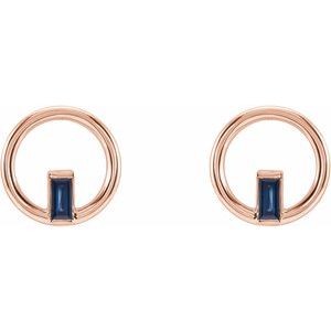 14K Rose Natural Blue Sapphire Circle Earrings - BN & CO JEWELRY