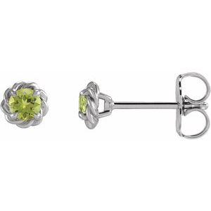 14K White 4.5 mm Natural Peridot Claw-Prong Rope Earrings - BN & CO JEWELRY