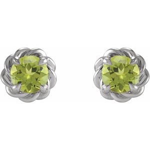 Sterling Silver 4.5 mm Natural Peridot Claw-Prong Rope Earrings - BN & CO JEWELRY