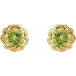 14K Yellow 3 mm Natural Peridot Claw-Prong Rope Earrings - BN & CO JEWELRY