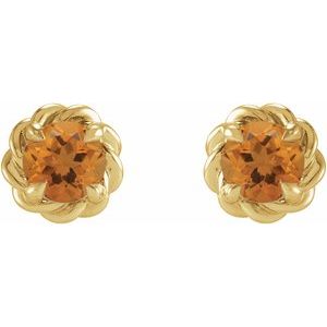 14K Yellow 3 mm Natural Citrine Claw-Prong Rope Earrings - BN & CO JEWELRY