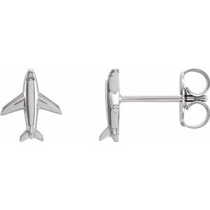 14K White Airplane Earrings - BN & CO JEWELRY