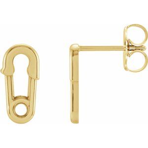 14K Yellow Safety Pin Earrings - BN & CO JEWELRY