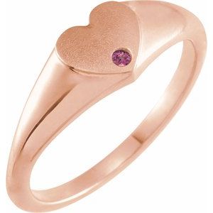 14K Rose Natural Pink Tourmaline Heart Signet Ring - BN & CO JEWELRY
