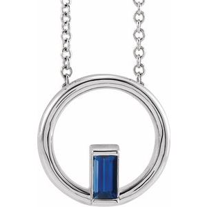 Sterling Silver Natural Blue Sapphire Circle 16-18" Necklace - BN & CO JEWELRY