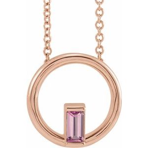 14K Rose Natural Pink Tourmaline Circle 16-18" Necklace - BN & CO JEWELRY