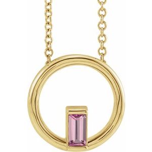 14K Yellow Natural Pink Tourmaline Circle 16-18" Necklace - BN & CO JEWELRY