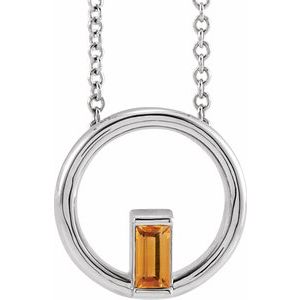 Sterling Silver Natural Citrine Circle 16-18" Necklace - BN & CO JEWELRY