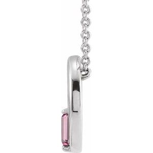14K White Natural Pink Tourmaline Circle 16-18" Necklace - BN & CO JEWELRY