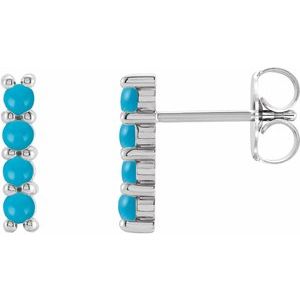 Sterling Silver Natural Turquoise Bar Earrings - BN & CO JEWELRY