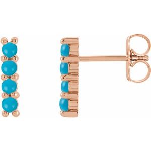 14K Rose Natural Turquoise Bar Earrings - BN & CO JEWELRY