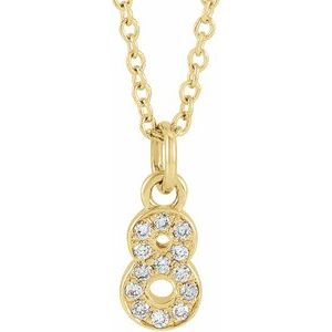 14K Yellow .05 CTW Natural Diamond Numeral 8 16-18" Necklace - BN & CO JEWELRY