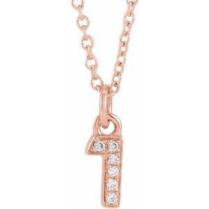 14K Rose .02 CTW Natural Diamond Numeral 1 16-18" Necklace - BN & CO JEWELRY