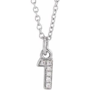 14K White .02 CTW Natural Diamond Numeral 1 16-18" Necklace - BN & CO JEWELRY