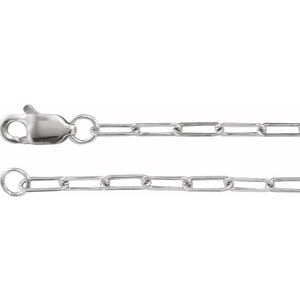 14K White 1.95 mm Elongated Flat Link 16" Chain - BN & CO JEWELRY