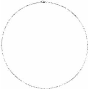 14K White 1.95 mm Elongated Flat Link 20" Chain - BN & CO JEWELRY