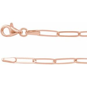 14K Rose 2.6 mm Elongated Link Chain 7" Bracelet - BN & CO JEWELRY