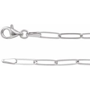14K White 2.6 mm Elongated Link 24" Chain - BN & CO JEWELRY