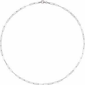 14K White 2.6 mm Elongated Link 20" Chain - BN & CO JEWELRY