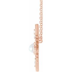 14K Rose Natural White Ethiopian Opal & .08 CTW Natural Diamond Celestial 16-18" Necklace - BN & CO JEWELRY