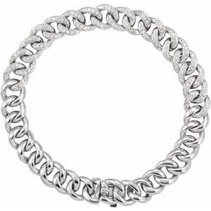 14K White 3/4 CTW Natural Diamond Curb 7" Bracelet - BN & CO JEWELRY