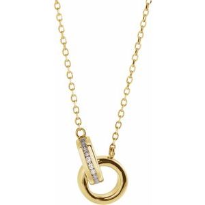 14K Yellow .08 CTW Natural Diamond Interlocking Circle 18" Necklace - BN & CO JEWELRY